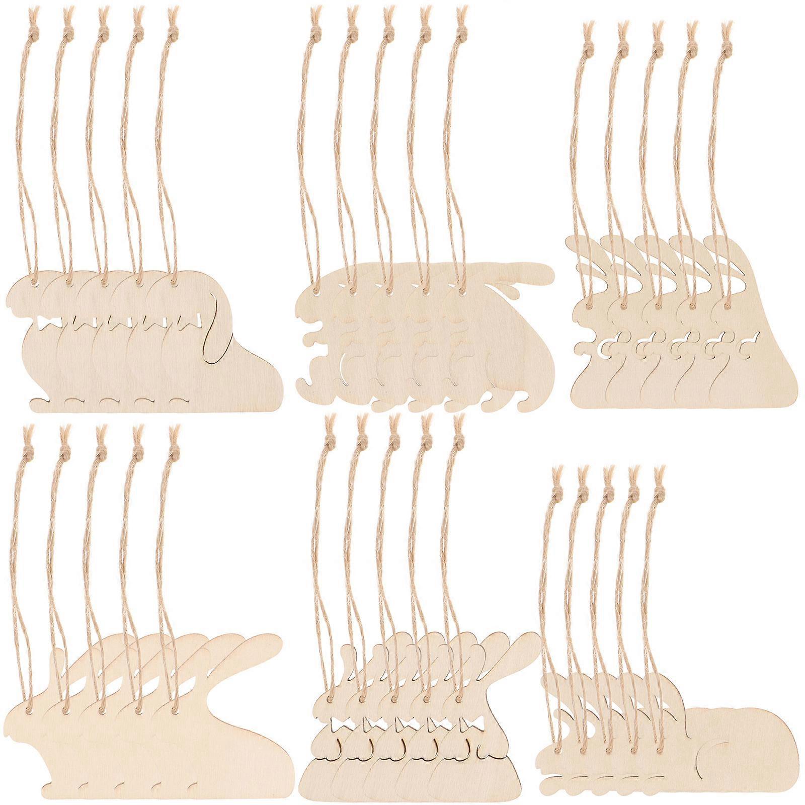 Wooden Easter Bunny Cutouts for Crafts DIY Decorations 75Pcs Set