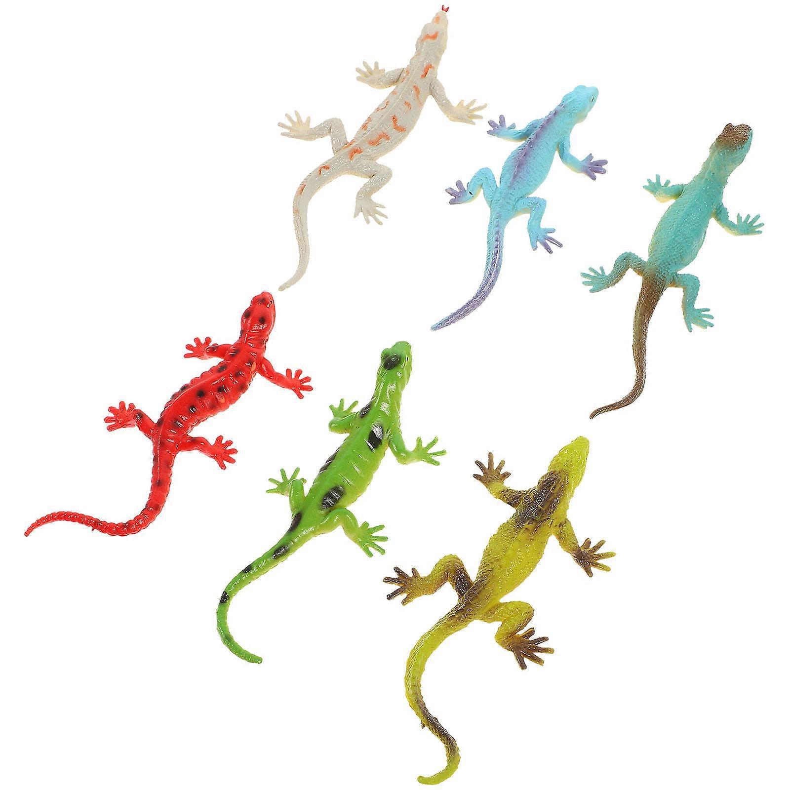 Plastic Lizard Toys Realistic Shape For Children Garden Bonsai Ornament 6Set