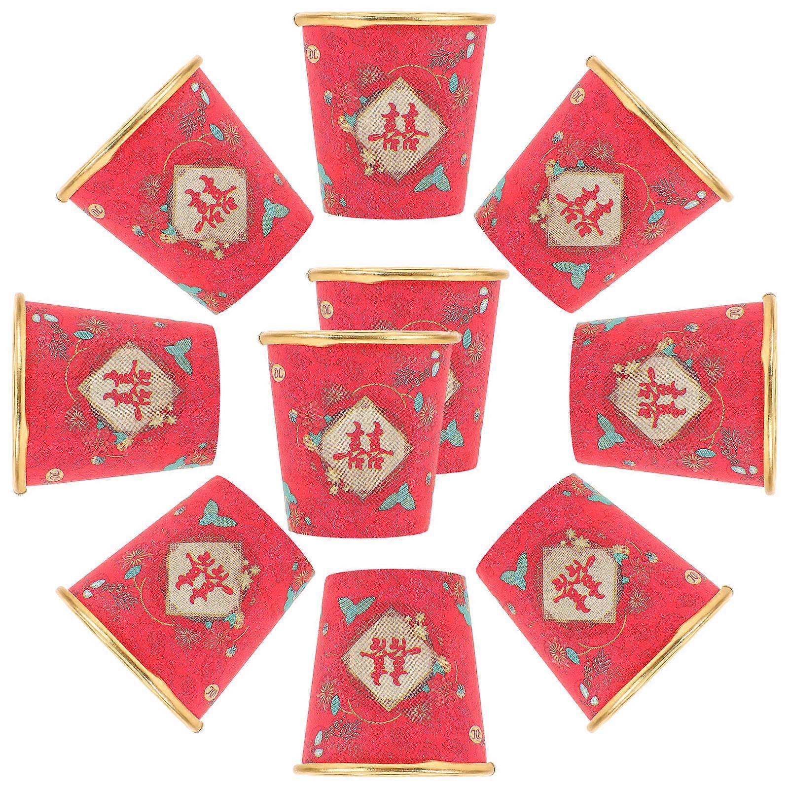 Red Drinking Cups Wedding Paper Mug for Celebrations 150Pcs