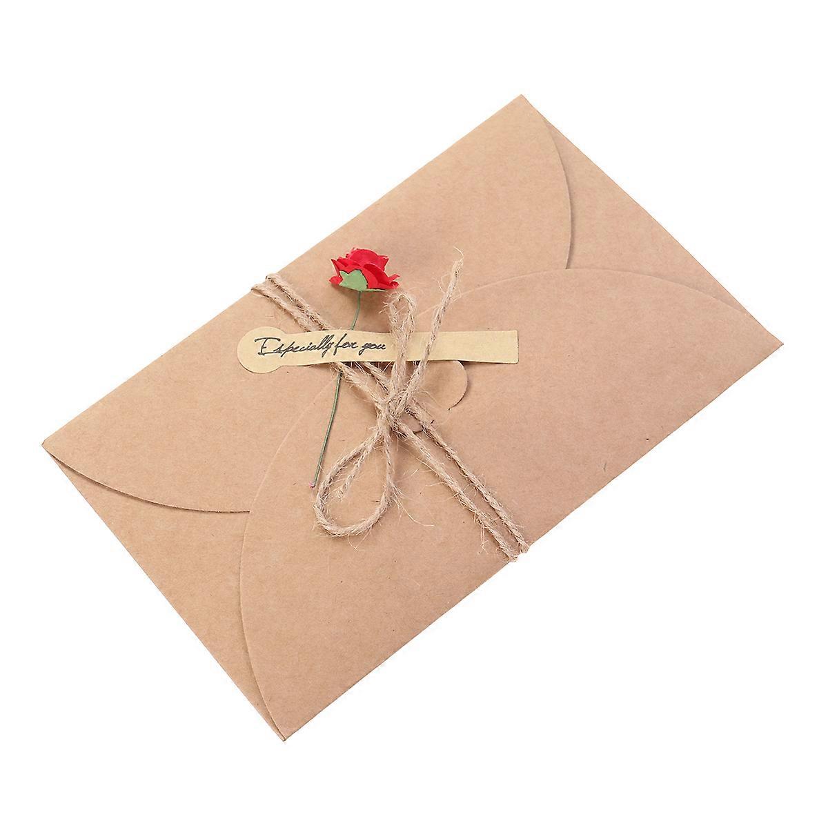 Dried Flower Greeting Kraft Greeting Card with Blessing Function 2Pcs