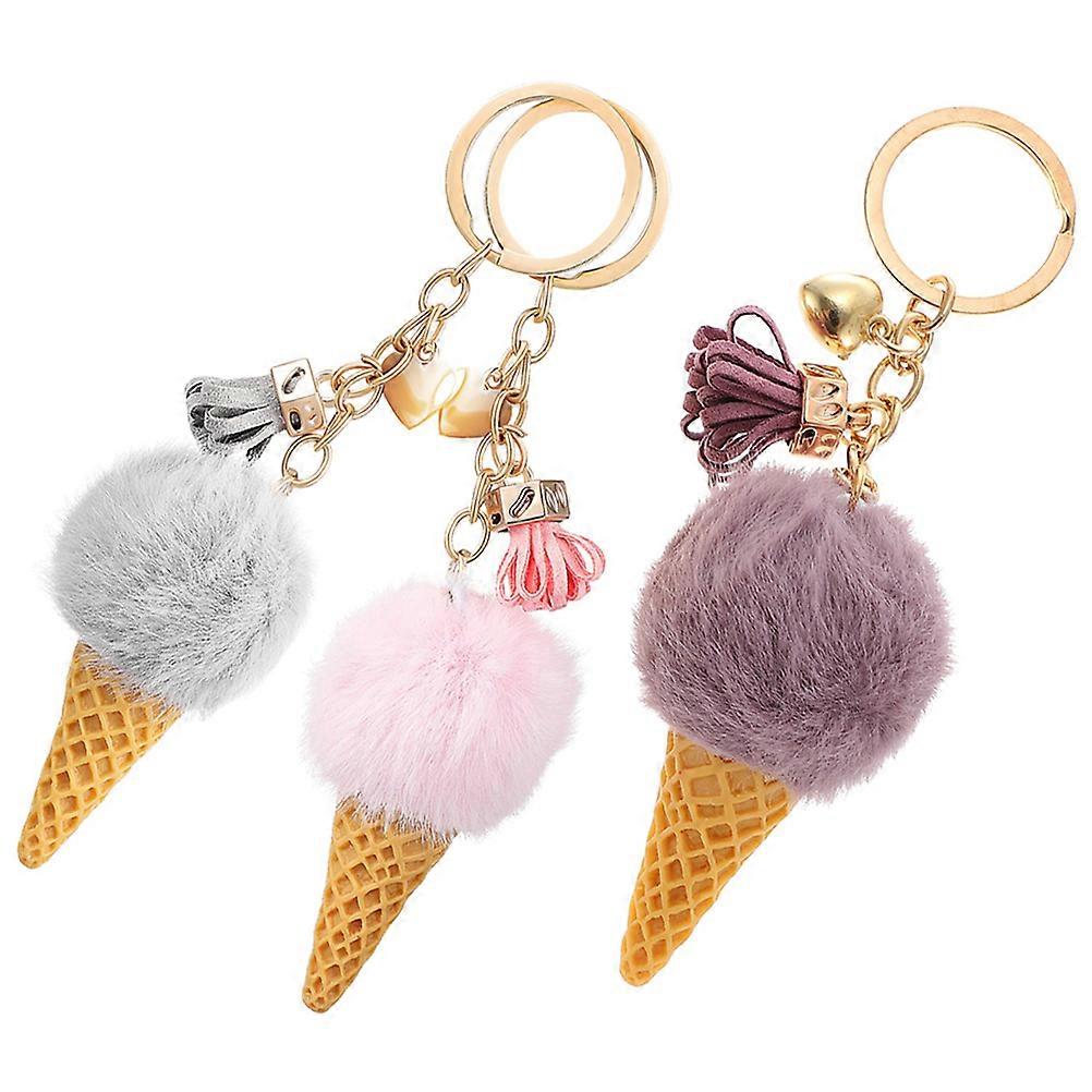 Cute Ice Cream Keychain 15 Pcs Plush Key Decoration Assorted Color For Women Daily Use Unique Gift