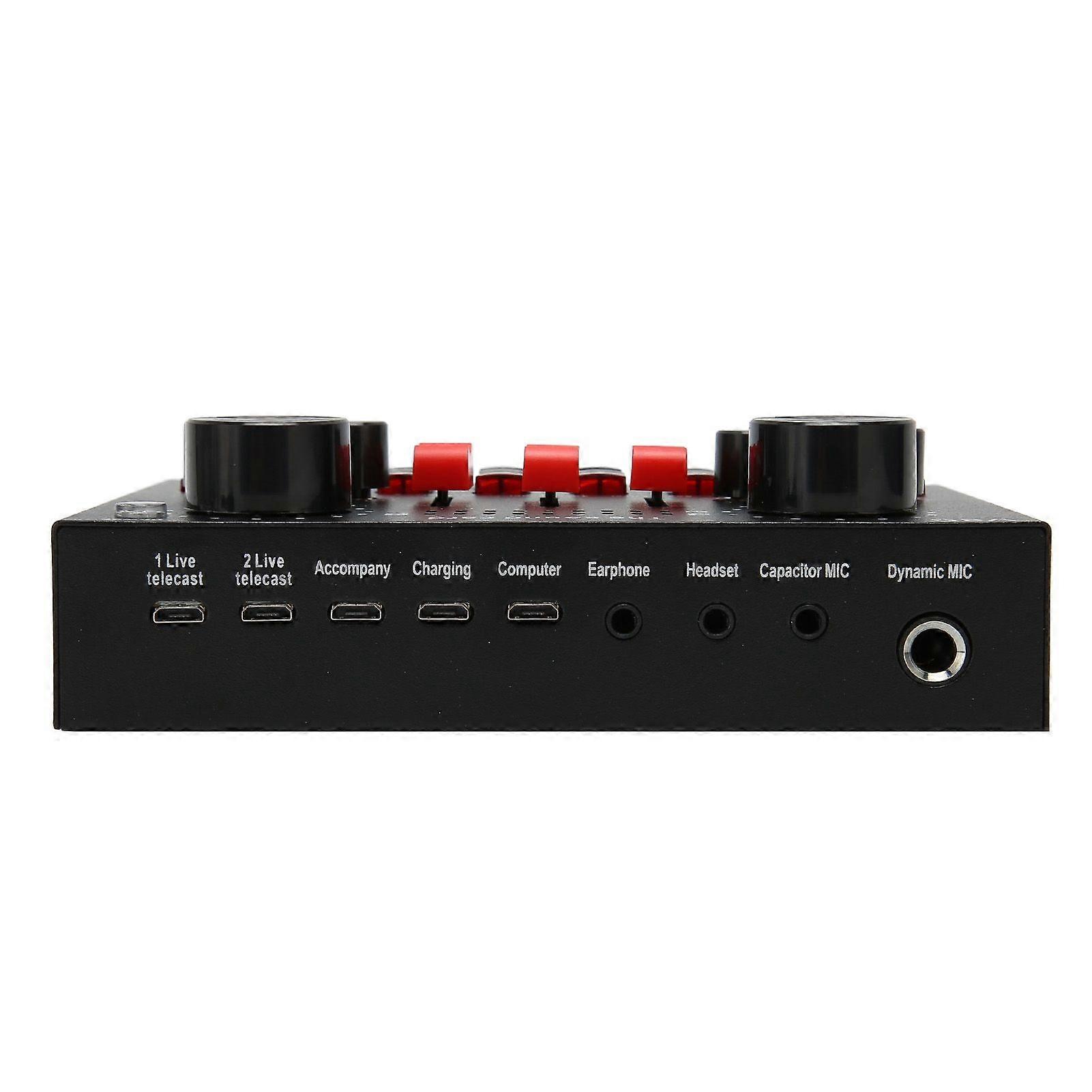Bluetooth Live Sound Card 8 Modes Voice Changer Sound Mixer Board with 16 Sound Effects for Karaoke Live Streaming Black