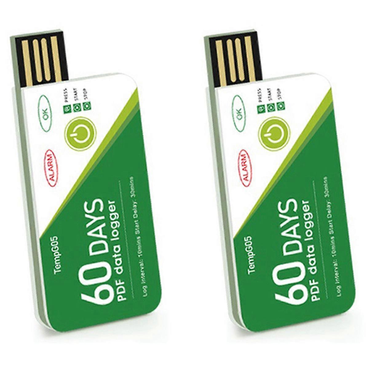 2X 60 Days USB Temperature Data Logger -30 ℃-+60 ℃ Report with App IP67 Disposable High- Recorder wi