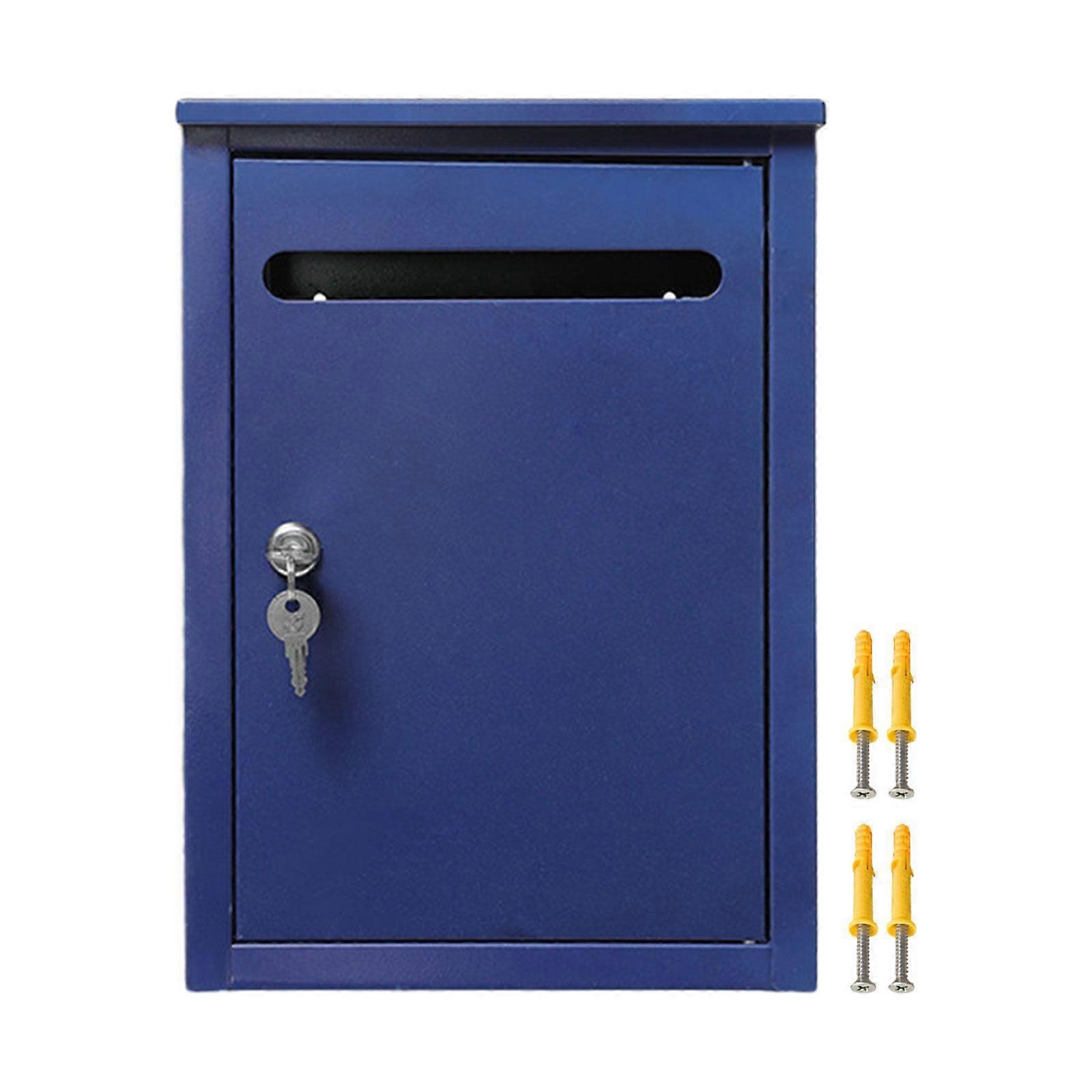 Wall Mount Lockable Mailbox Anti Ruse Easy llation House Large Drop Box Blue