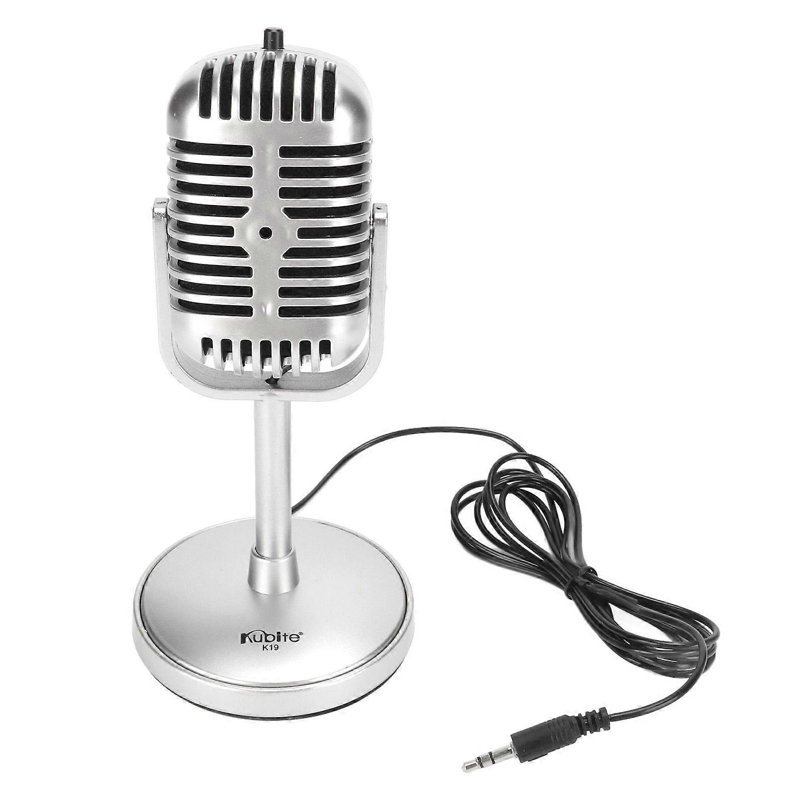 Vintage Microphone Clear Sound Adjustable Angle Plug and Play Wired Retro Condenser Mic for Karaoke Stage Studio
