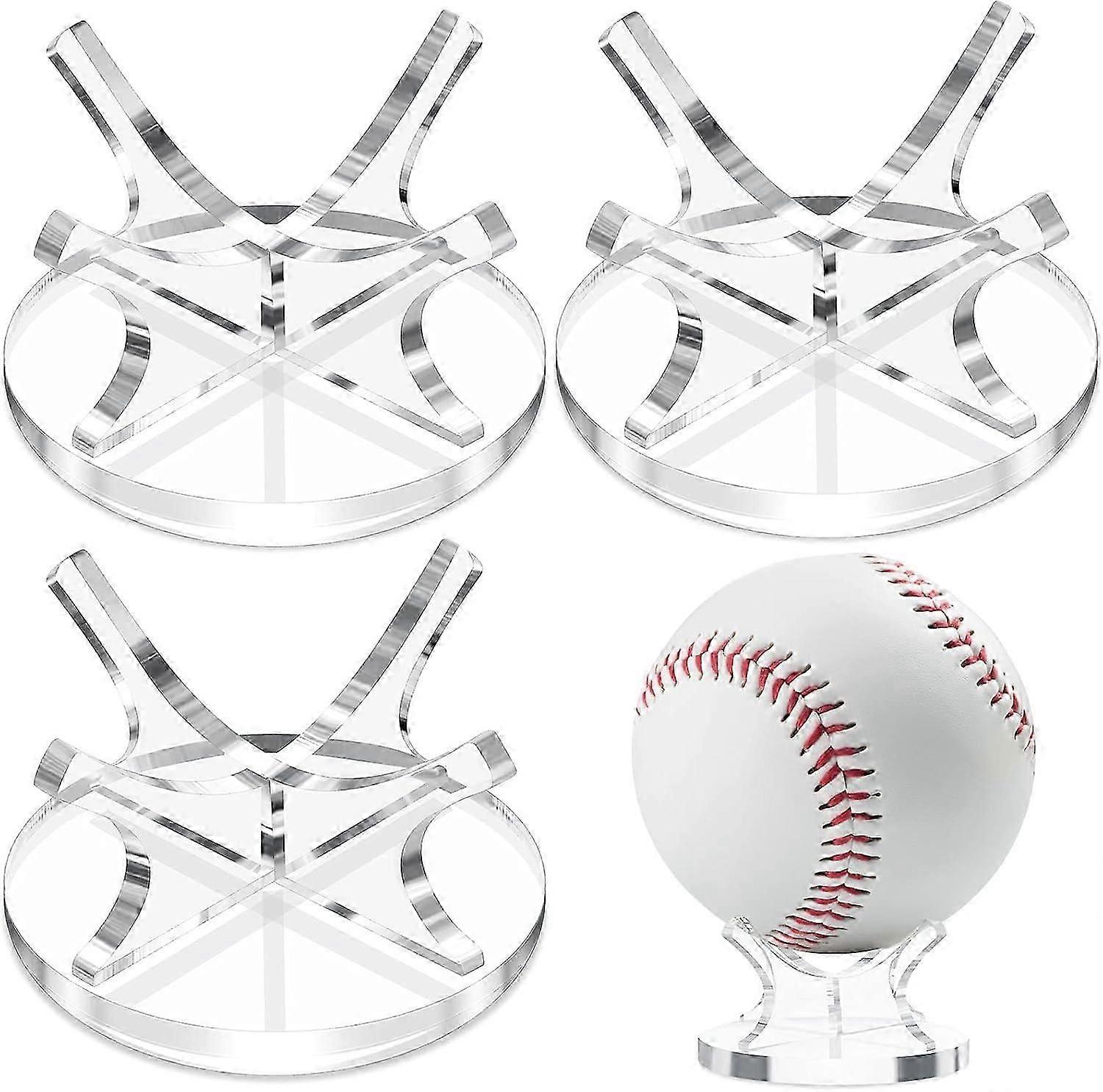 3pcs Acrylic Small Ball Stand Sports Ball Display Baseball Display Stand Ball Display Stand with 3pcs Non-slip Rubber Pads for Baseball Golf Softball