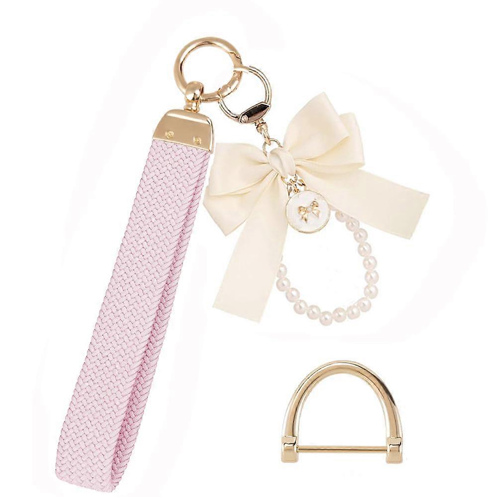 Women's Wristlet Keychain - Cute Bowknot Design with D-Ring, Adjustable Wrist Strap for Keys, Purse & Daily Use
