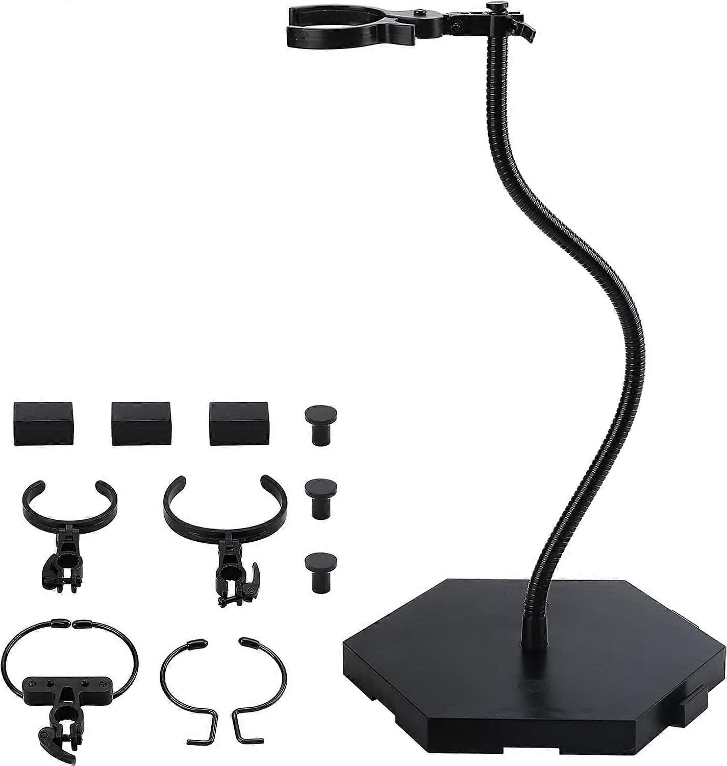 Doll Figure Stand (Snake-Like Flexible Metal Hose) Black Base for 1/6 1/9 1/12 Scale - Compatible with Action Figures & Models