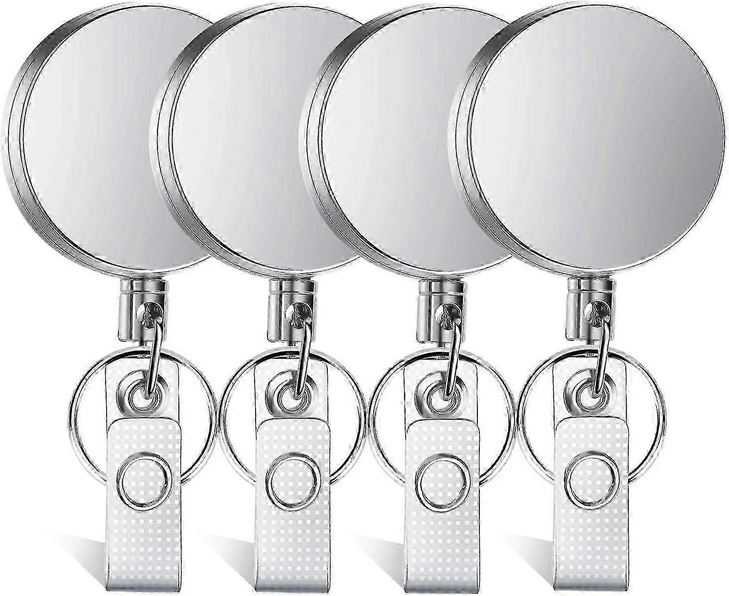 Lot de 4 porte-badges rétractables robustes avec porte-clés