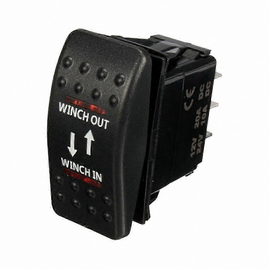 7-Pin LED Rocker Switch with ON-OFF-ON Function for 12V 20A Winch Control Red Light Indicator