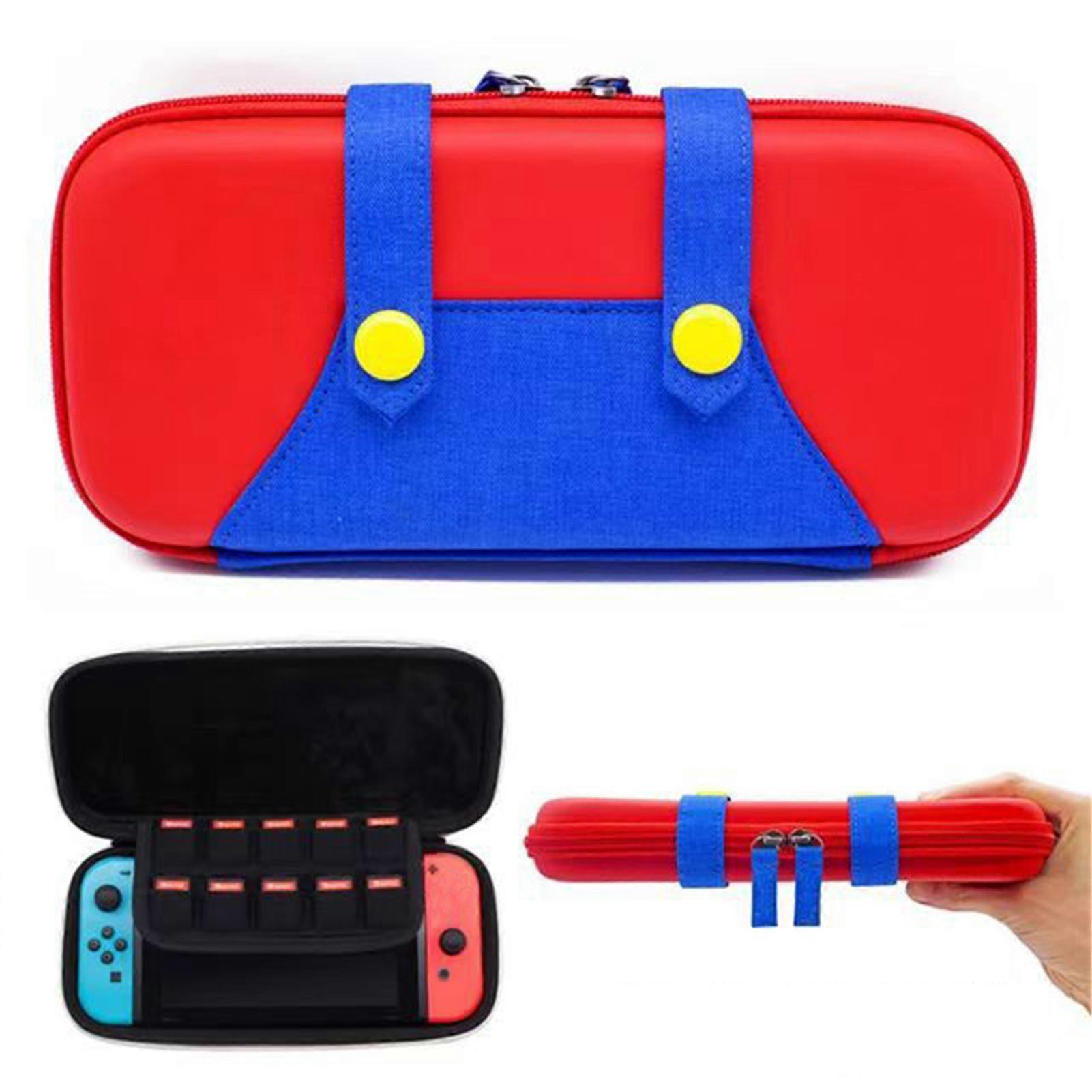 SUSUchens Game Console Storage Bag with Zipper, Shockproof Hard Shell Case for compatible with Nintendo Switch Red and Blue