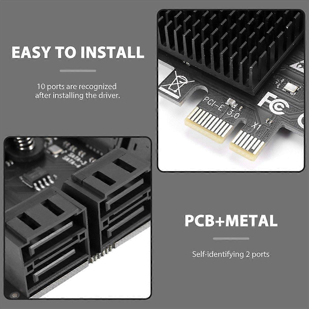 بطاقة توسعة SATA 3.0 إلى PCIe X1 ذات 10 منافذ مهايئ PCI Express SATA