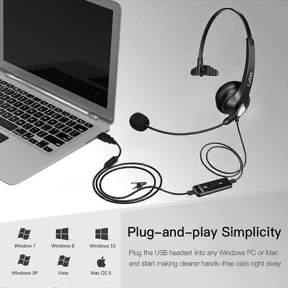 Headset USB Computer Interface For Office Online Class Teaching, Voice Call Centre, Customer Service, Game Operator