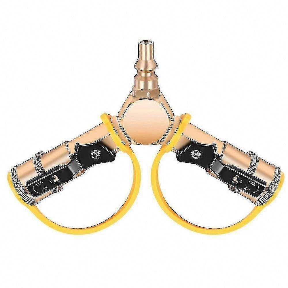 1/4 Inch RV Propane Quick Connect Y-Splitter Adapter with Shutoff Valve, Full Flow Plug, 2-Way LP Gas