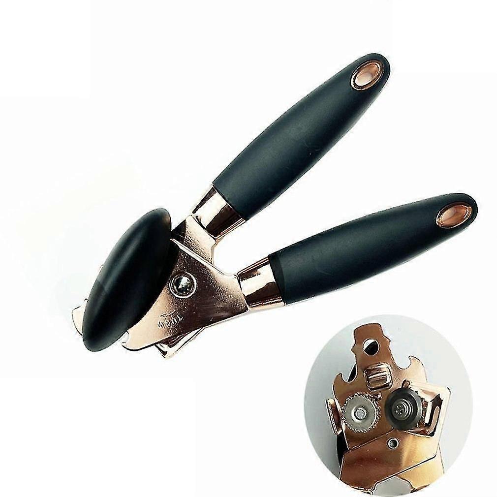 Manual Rose Gold Quality Stainless Steel Can Opener Durable Grey Anti Slip Handles Knob
