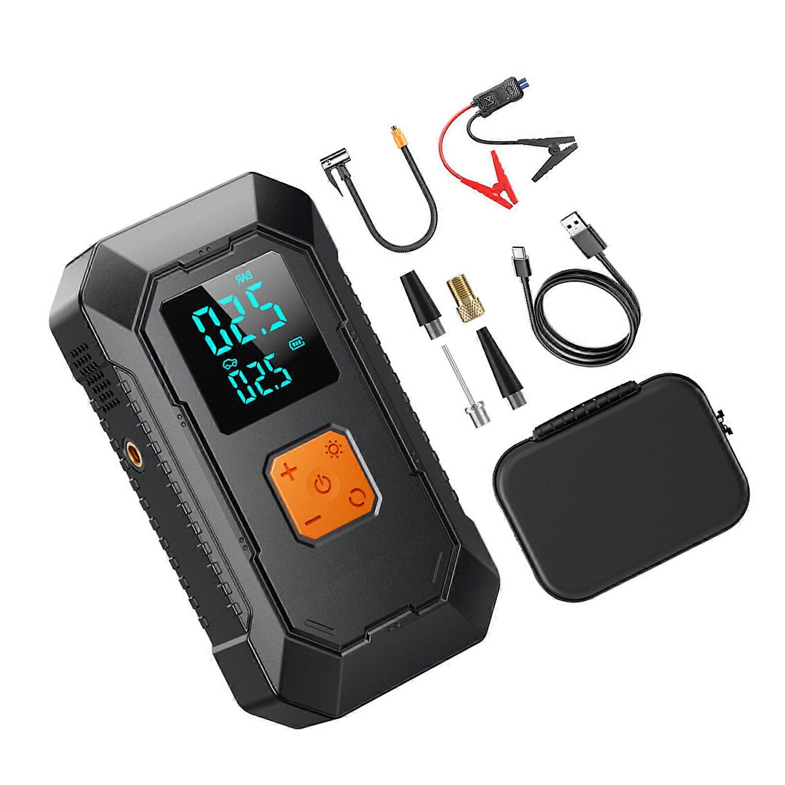 Electric Tire Inflator With LCD Screen For Auto Tires Rechargeable Battery Power Compressor With Led Multicolor