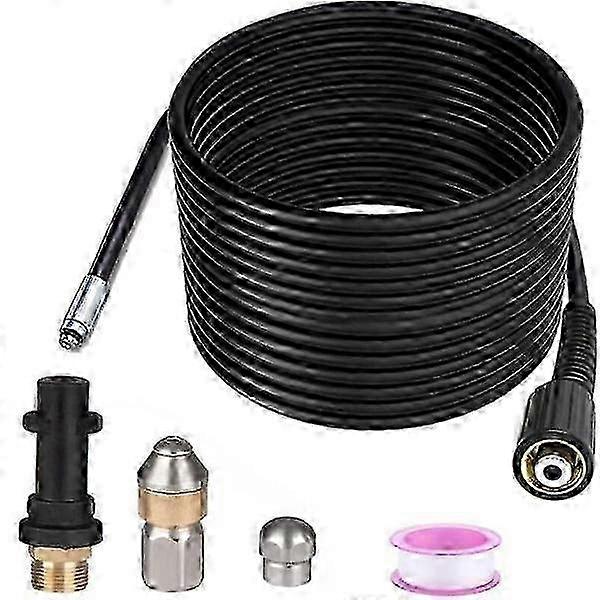 15m High-Pressure Washer Pipe Cleaner, 180bar 60°C, Compatible with Professional Wide Pipe Systems Edition 1104
