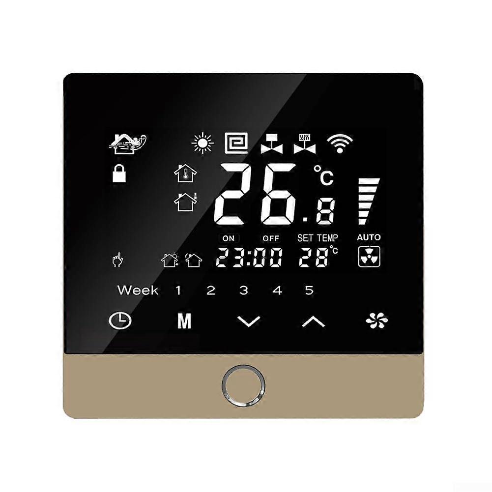Programmable Thermostat Touch Screen WiFi Enabled 2In1 Heating and Cooling, Voice Control, Gold