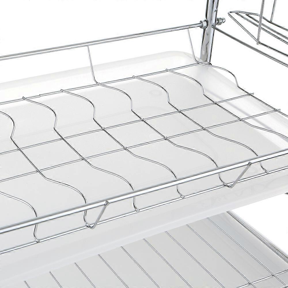 Multi-functional 3-Tier Dish Rack Kitchen Supplies Storage Rack Draining Rack with Chopsticks/Knives