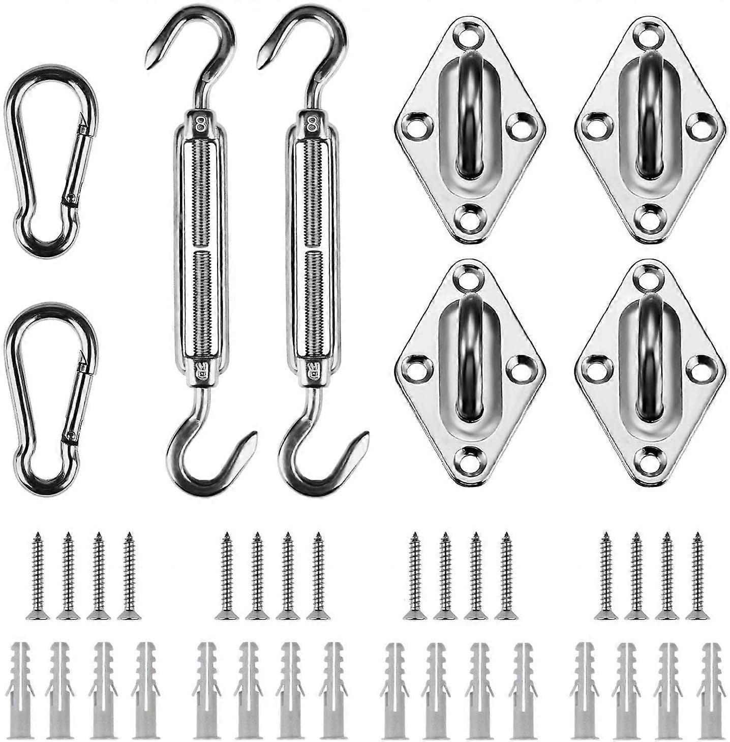 Shade Sail Hardware Kit for Rectangle and Square Heavy Duty Sun Shade Sails Installation 8 Inch for Deck Garden Lawn Patio