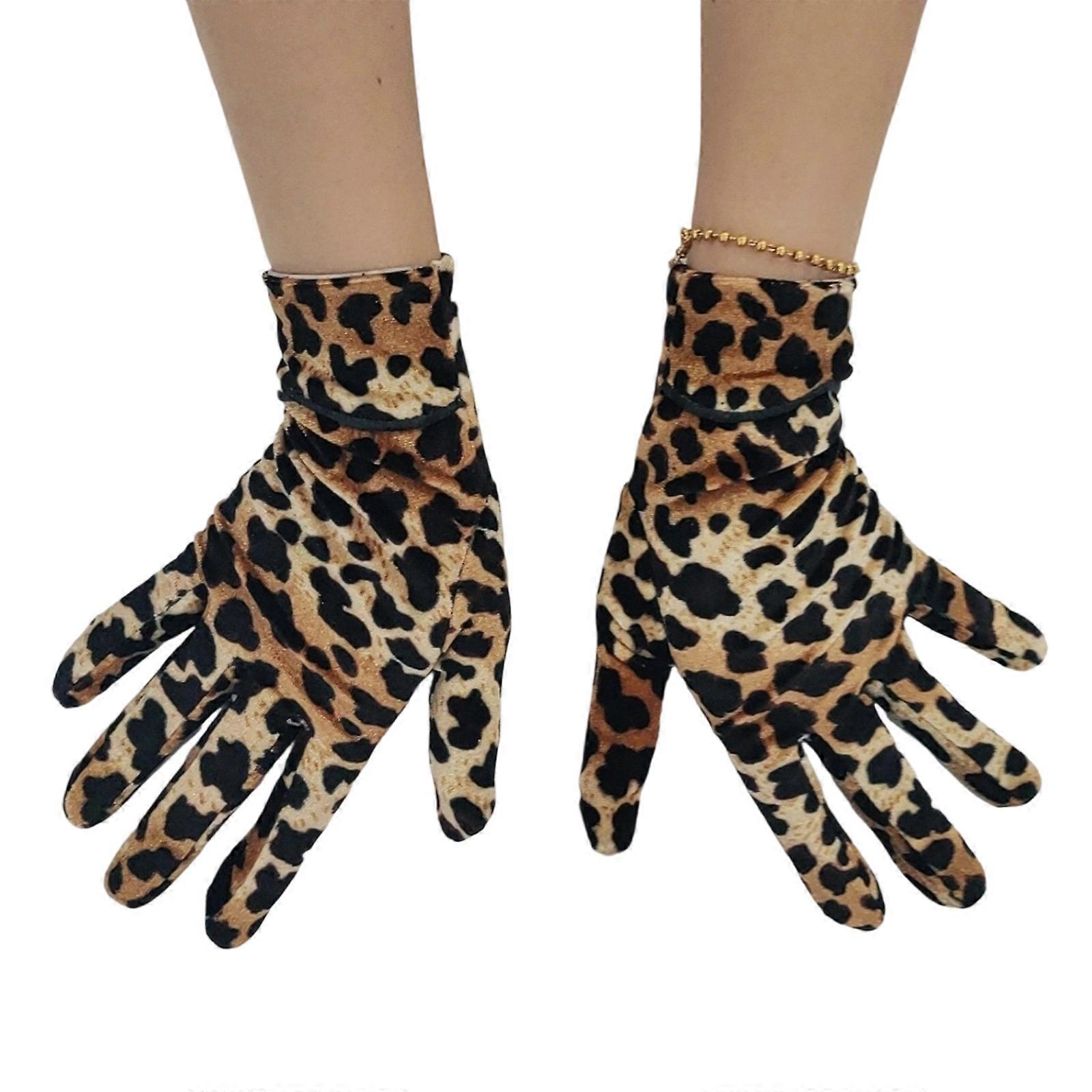 Unisex Leopard Pattern Gloves Breathable Polyester Cold Weather Essential Club Handwear Multicolor