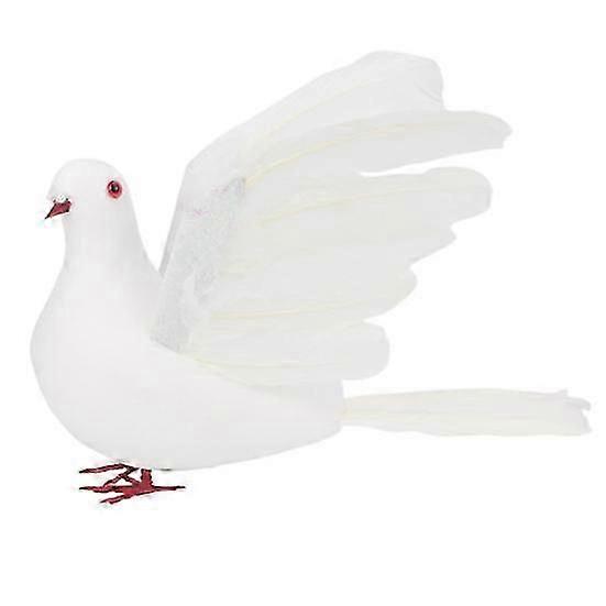 Simulation Foam Dove 3D Embedded Eyes Real Feather Attachment Spreading Wings Adorable Photograph Prop Peace Dove for Garden