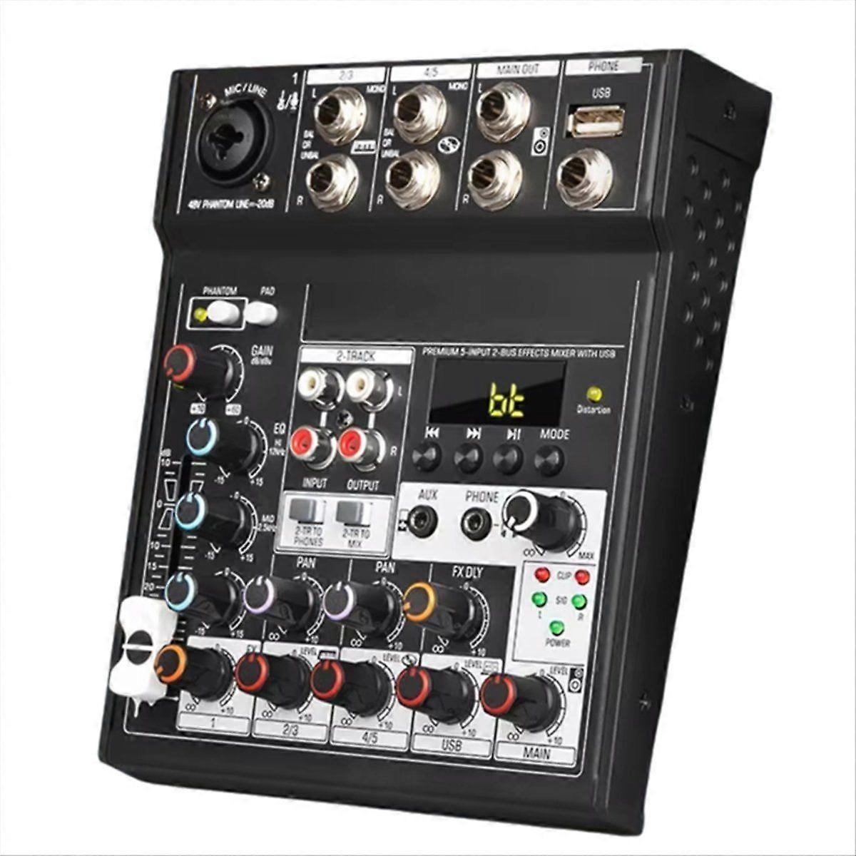 Console de mixage audio Bluetooth portable 5 canaux, carte son USB, lecture et enregistrement, lecture sur ordinateur, mini-diffusion