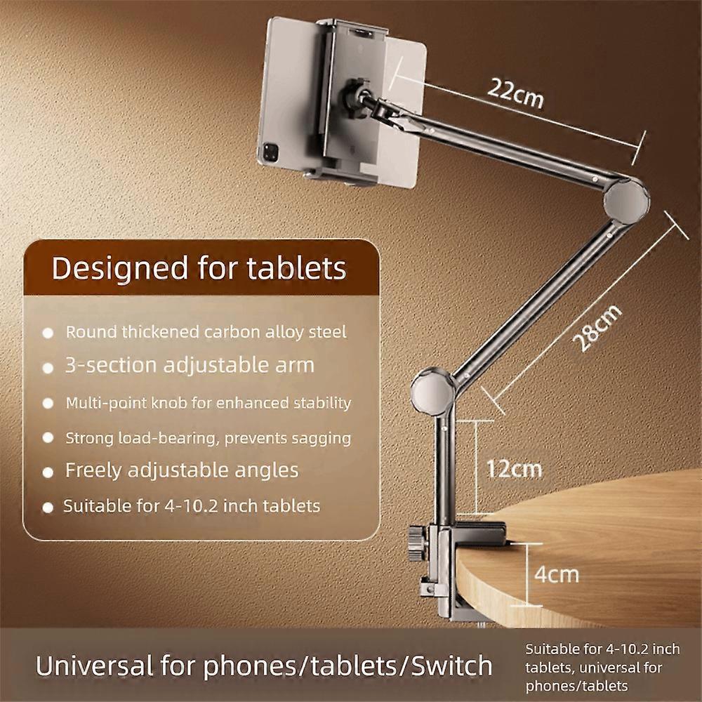 New 3-layer Mobile Tablet Mounting Stand Durable 360° Adjustable Tablet Stand Carbon Steel Bed Bracket Tablet Use
