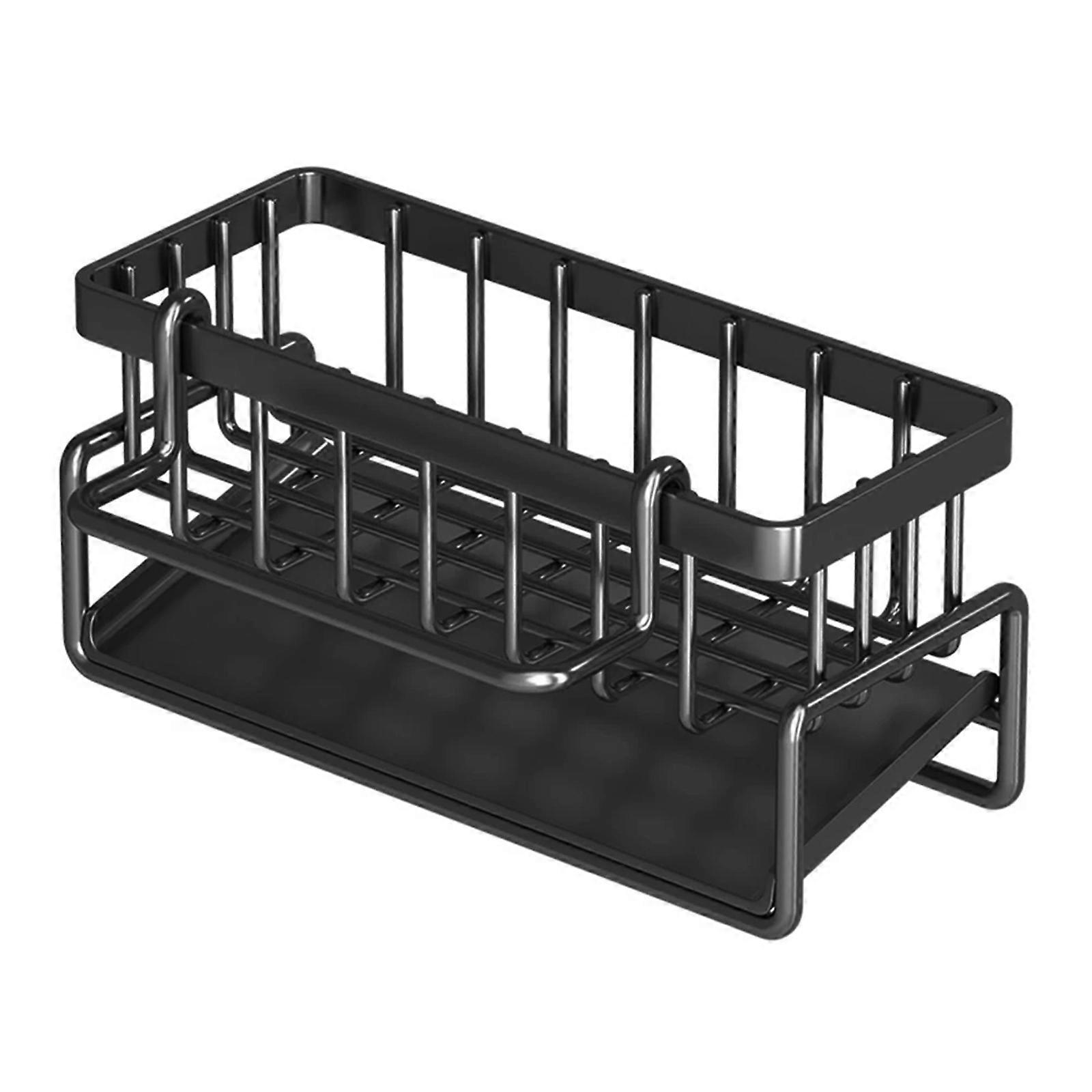 Sink Sponge Tray Dishcloth Towel Organizer Rack Practical Kitchen Storage Shelf Multilayers Draining Rack for Soap  Black