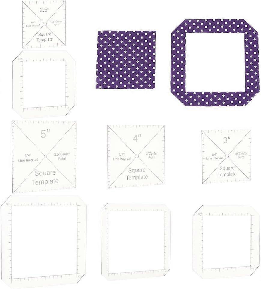 8pcs Square Quilting Template 2.5/3/ 4/ 5inch Acrylic DIY Quilt Block Guide for DIY Hand Patchwork Cutting Craft 2.7mm Thick