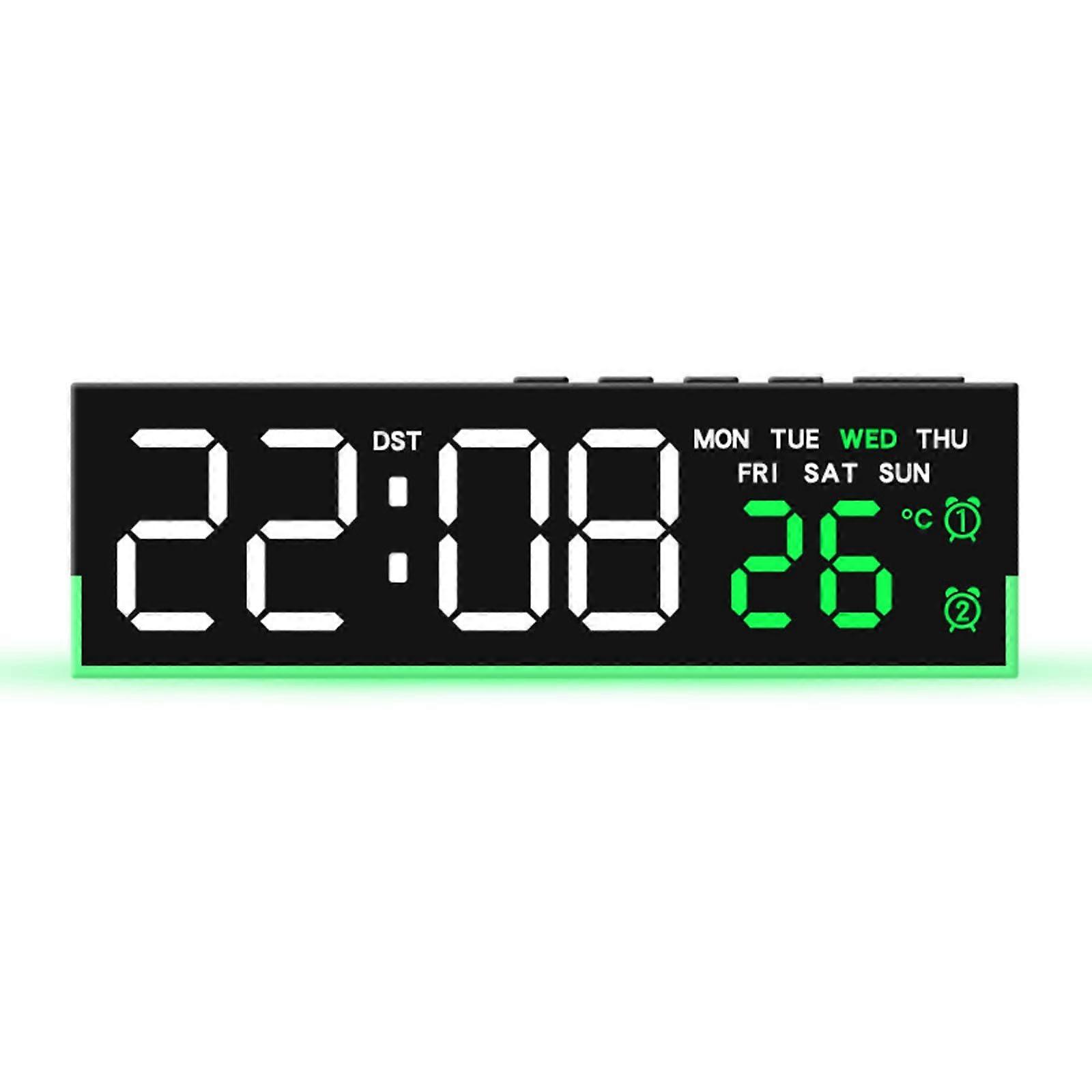 Digital Alarm Clock with Large LED Display, Dimmer, Loud Alarm, Temperature, Day Display for Bedroom or Living Room