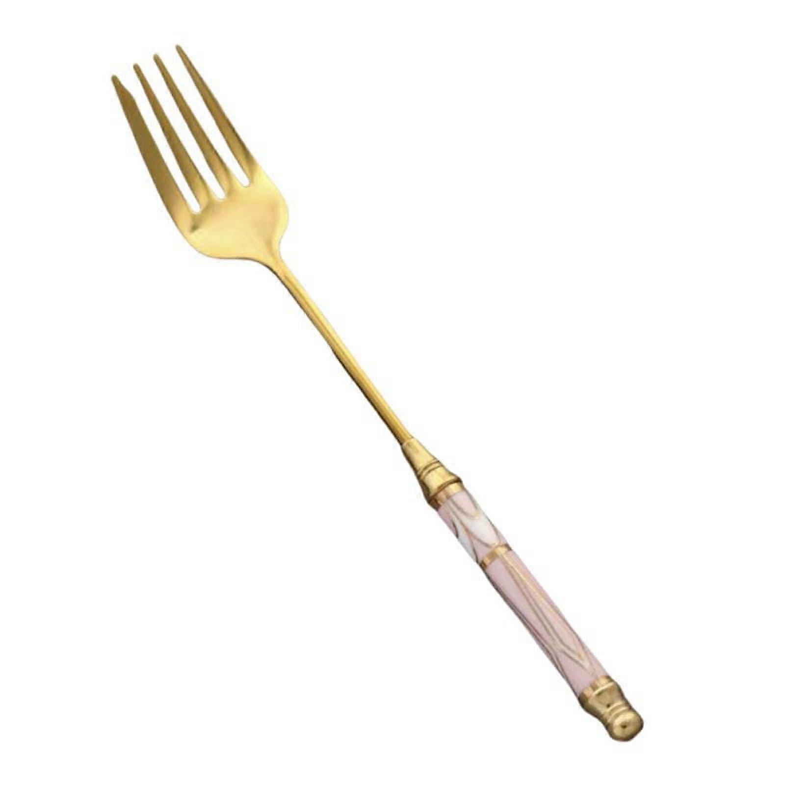 Stainless Steel Gilded Forks with Ceramic Handle,for Home Tableware