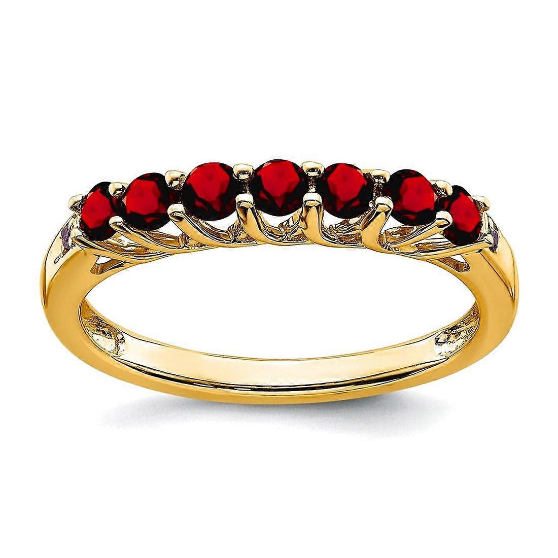 14k Solid Gold Created Ruby and Diamond 7 stone Ring Size 7-Ring for Women