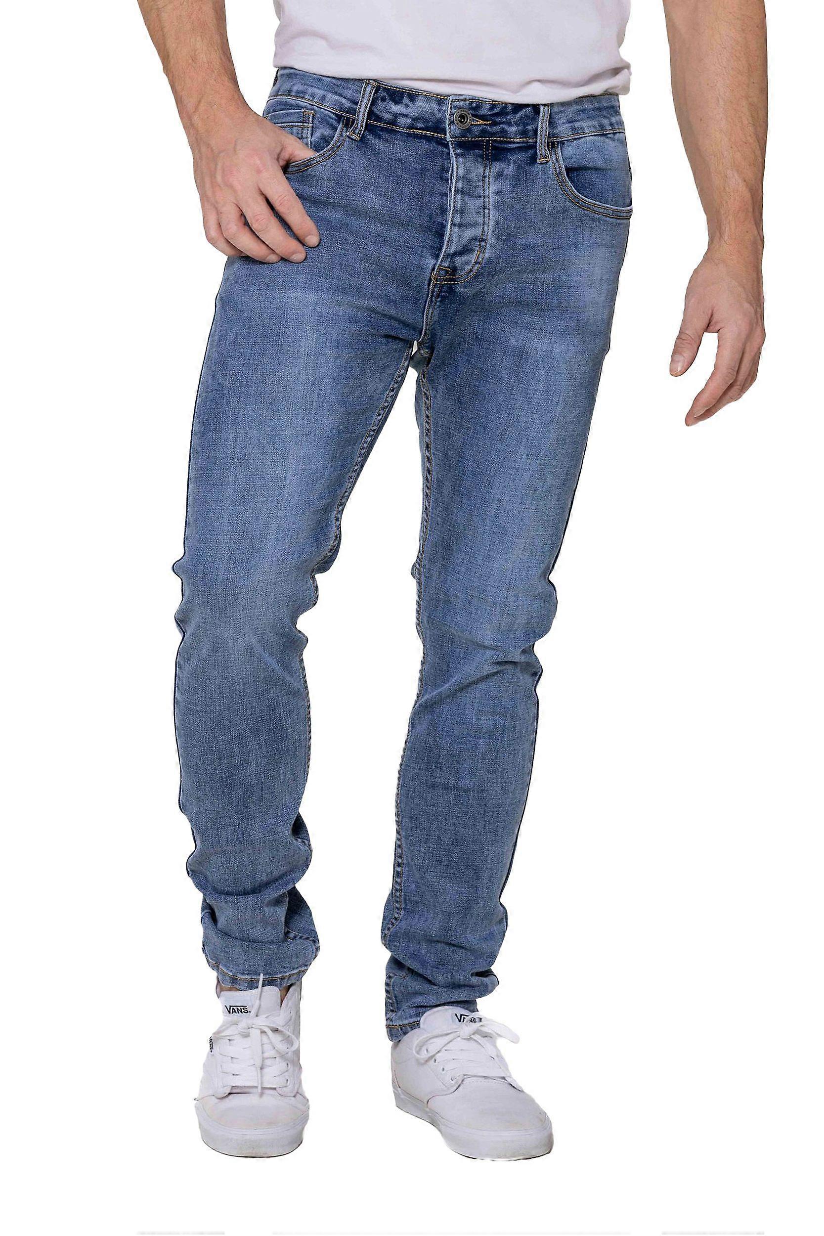 Calças de ganga NINA CARTER para homem de corte regular com cinco bolsos e lavagem de pedras