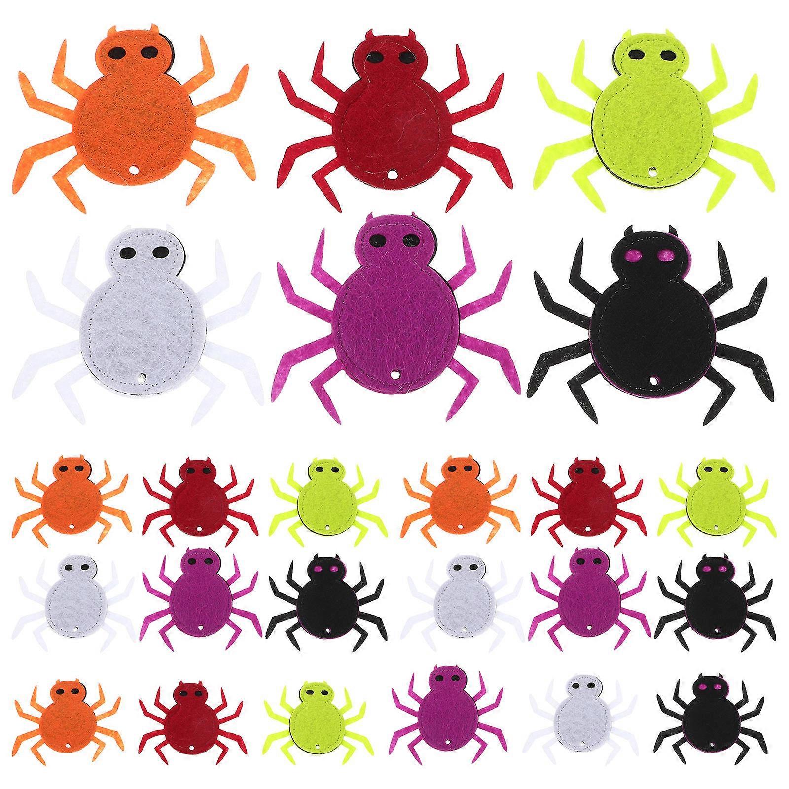 Assorted Color Halloween Spider Felt Decorations for DIY Use 24Pcs