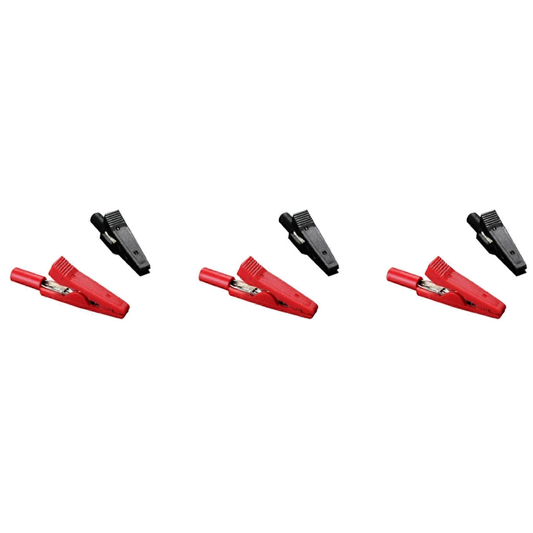 6X Insulated Alligator Clip Connector Clamp Testing Probe Red+Black