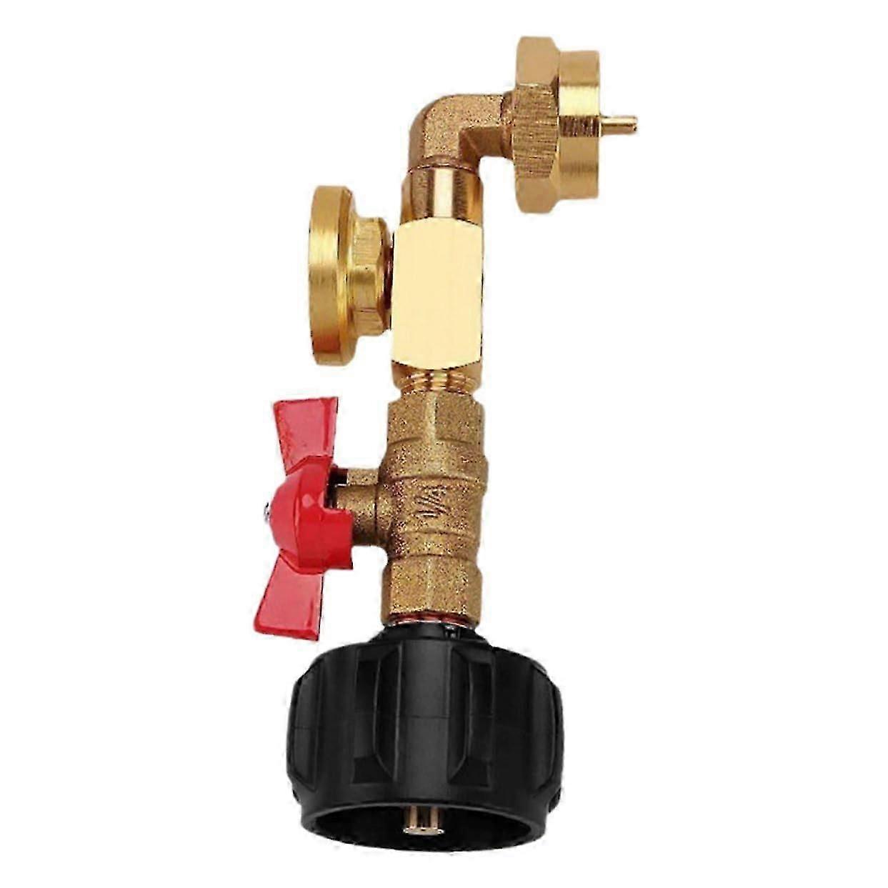 Tank Adapter with Pressure Gauge and Leak Detector, Durable Brass for Barbecues, Camping Heaters, Compact Level Indicator