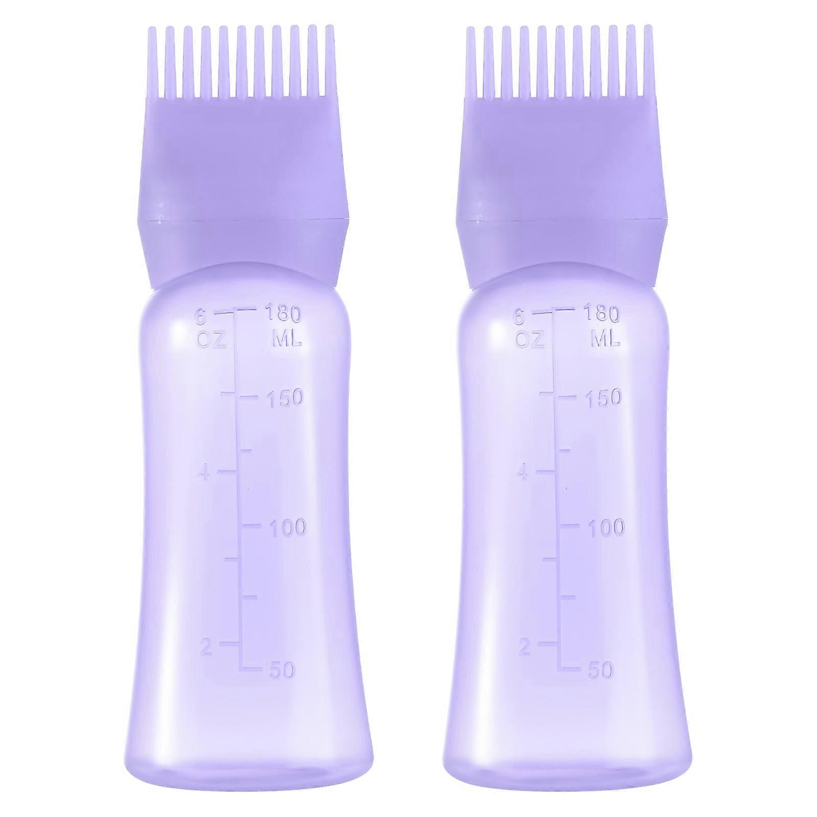 Hair Dye Applicator Bottle with Comb Tip for Mess Root Application, 6oz Purple with Scale