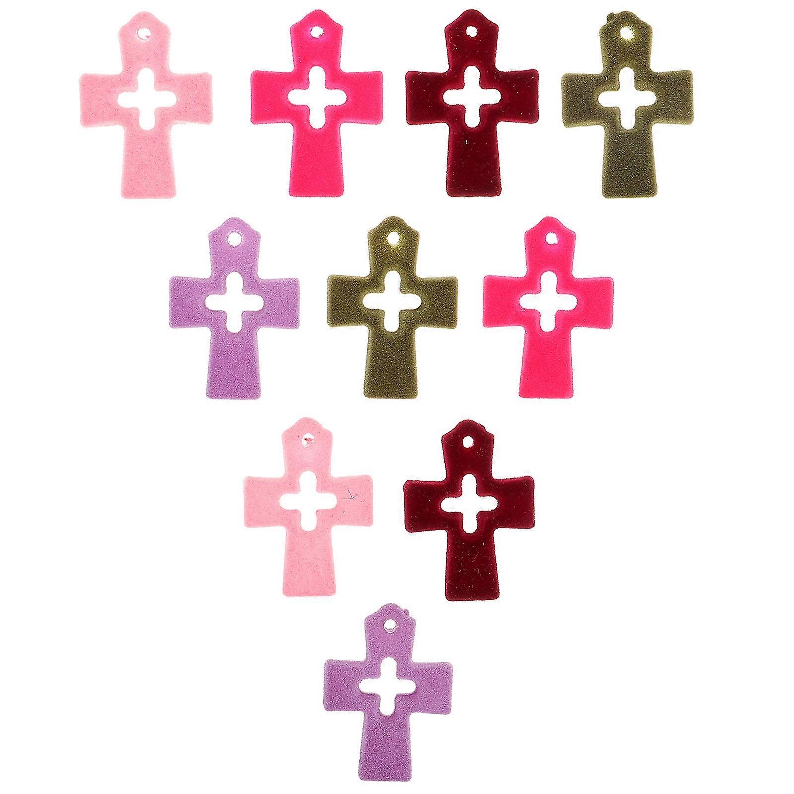 Flocking Cross Beads for Bracelet Crafting 50Pcs Assorted