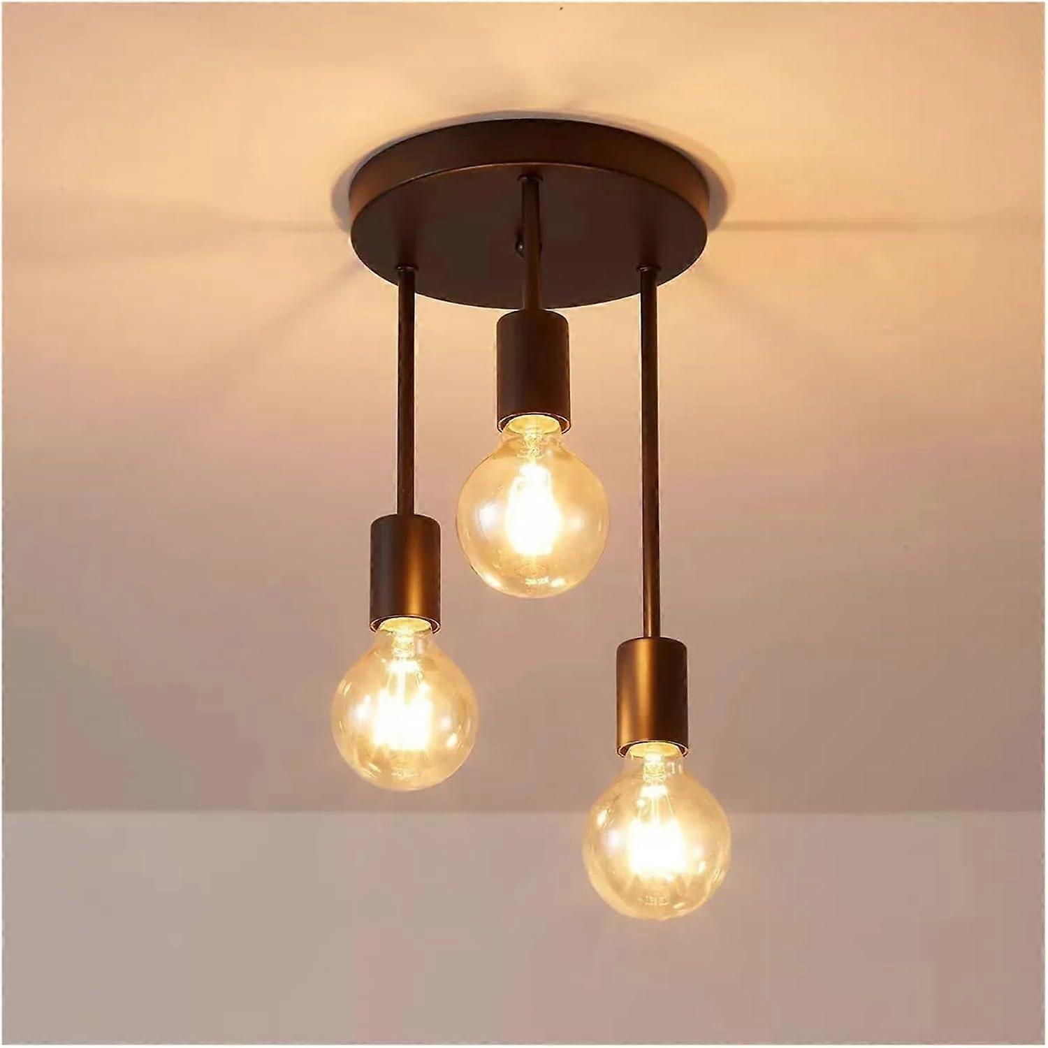 Modern Ceiling Light Black Gold Semi Flush Mount Chandelier E27 for Bedroom Dining Room