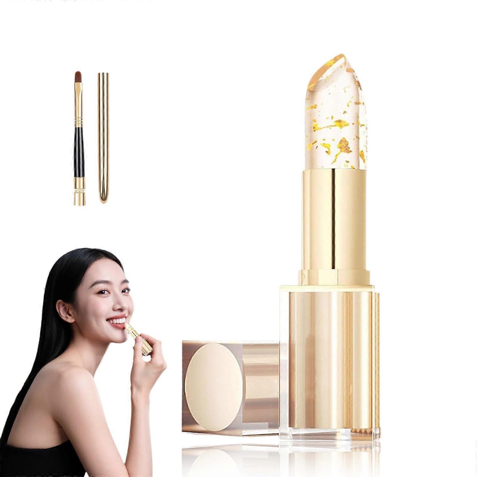 Color Changing Lipstick with Custom pH Color, Gold Foil Shine, Long Lasting Transferproof Hydration 1Pc