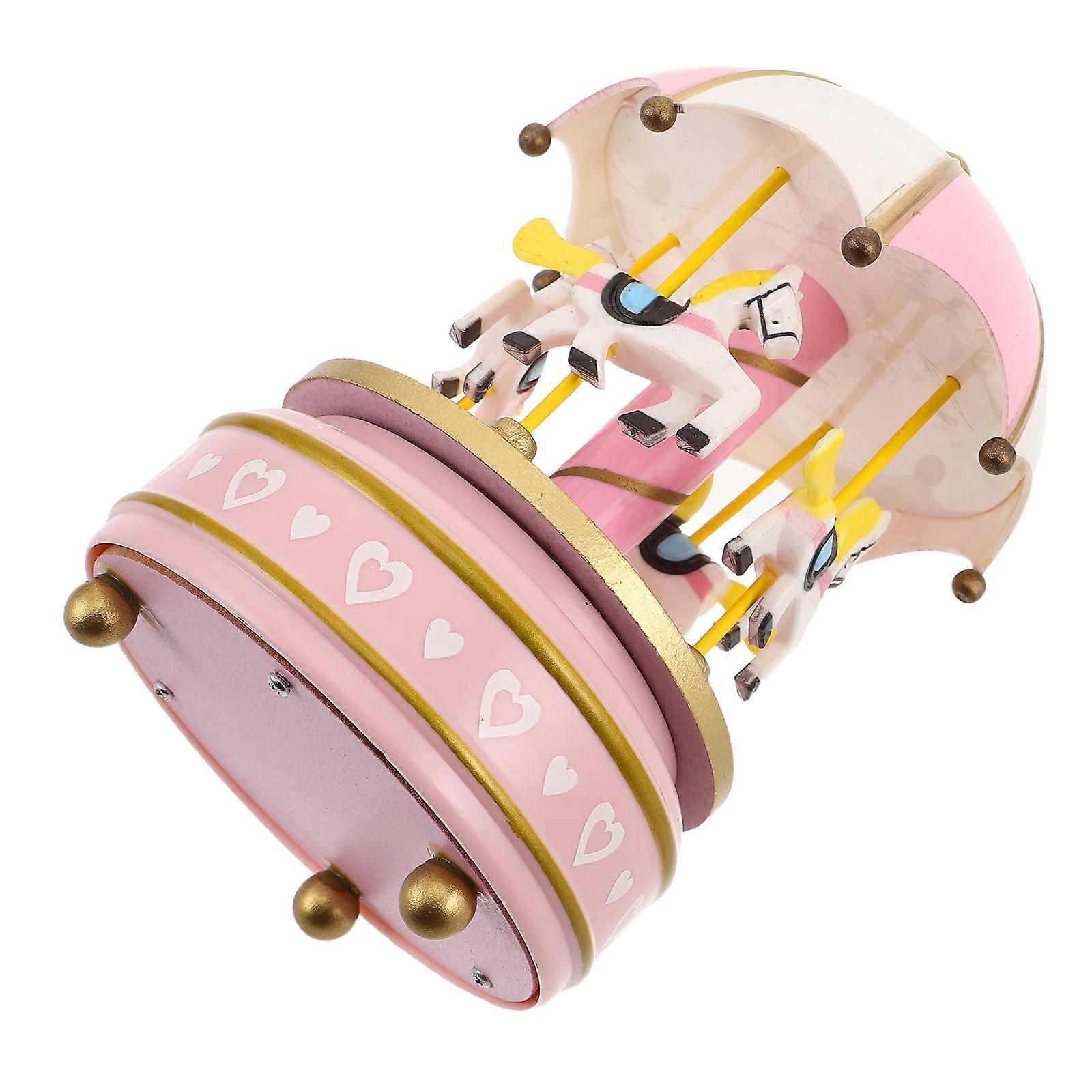 Wooden Rotating Music Box for Decor Retro Carousel Music Box Decorative