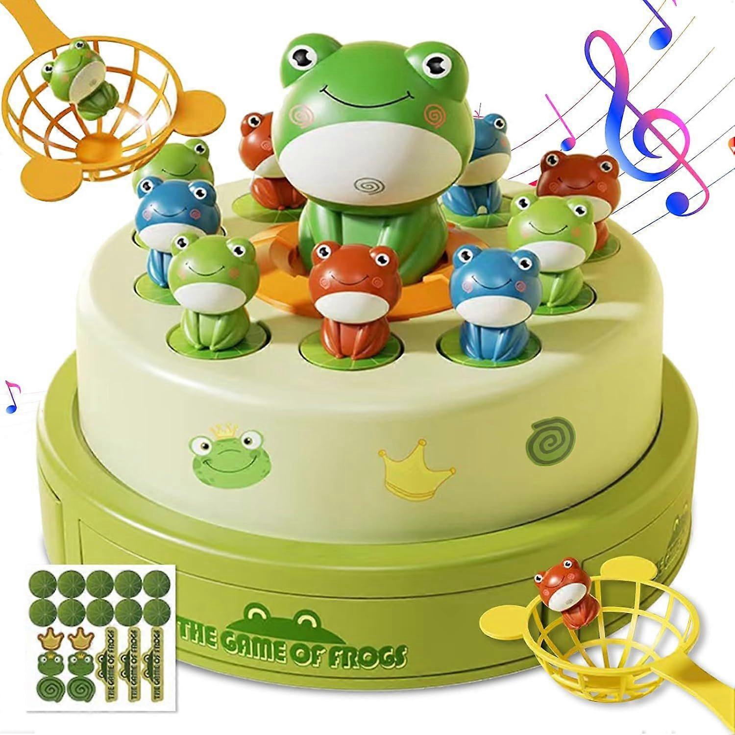 Frog Pop Up Board Game Launch Catching Flying Frog Duck Kid Training Hand Eye Coordination Interaction Puzzle Party Music Toy