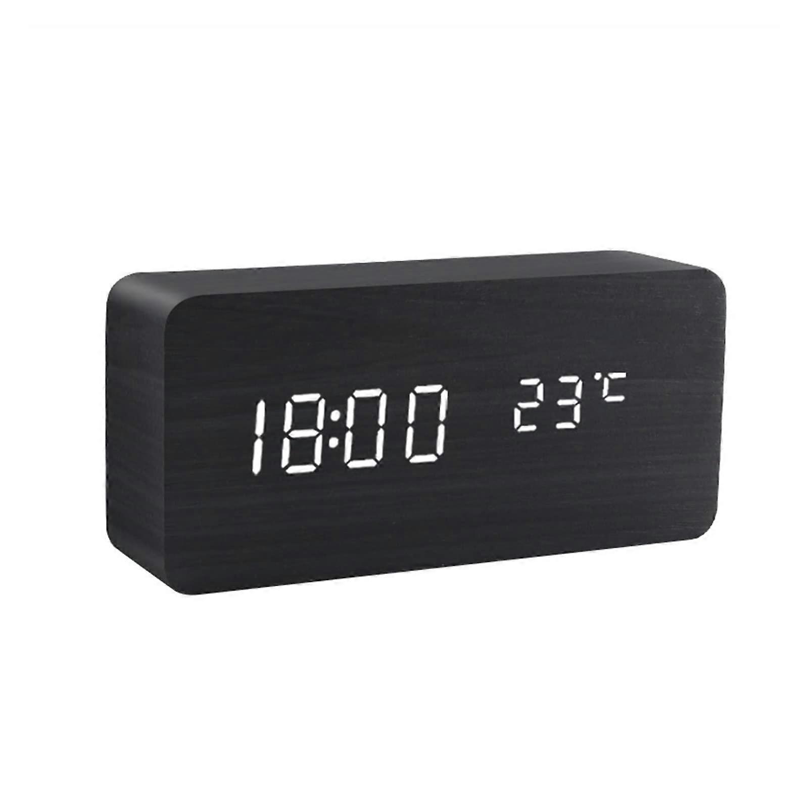 Digital Alarm Clock with Mirror Display and Snooze, LED Bedroom Desk Clock with Temperature, Black White
