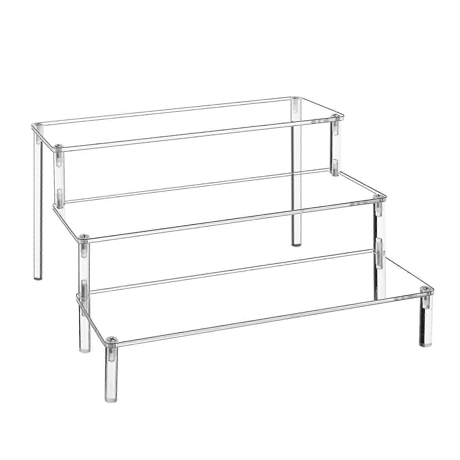 3 Tier Acrylic Display Stand with Thick Durable Clear Shelves for Perfume, Figures and Cupcakes