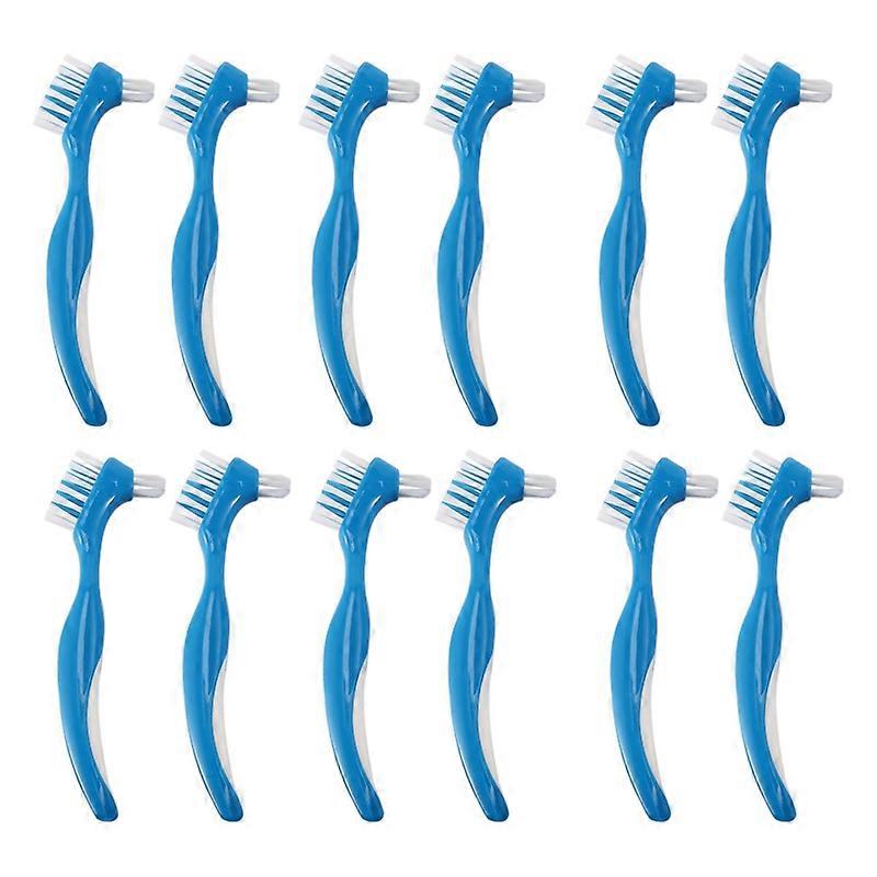 12 Pack Denture Brush Hard Denture Cleaning Brush False Teeth Brush