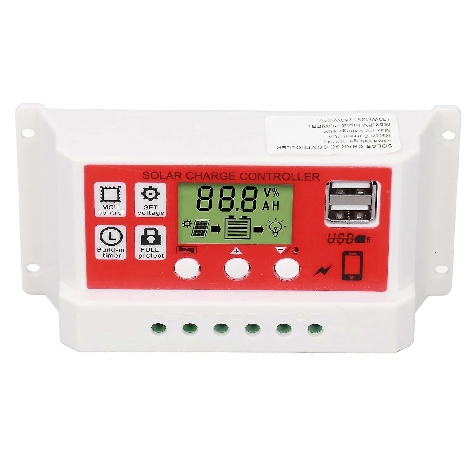 10A PWM Solar Charge Controller with Dual USB Ports for Lithium Battery and Off‑Grid Power Systems