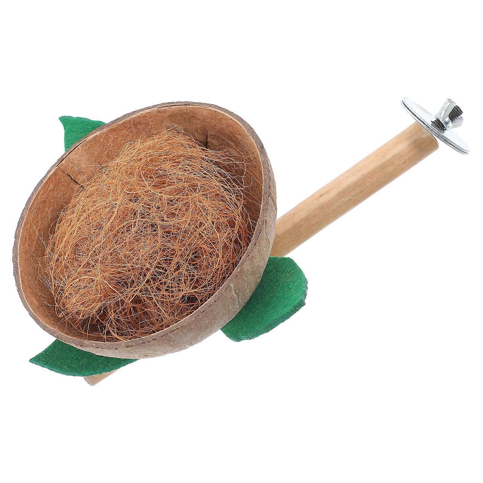 Parrot Perch Stand Coconut Shell Natural Bird Nest