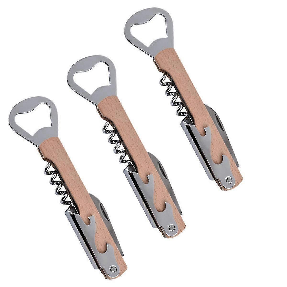Stainless steel wine bottle opener, Beech