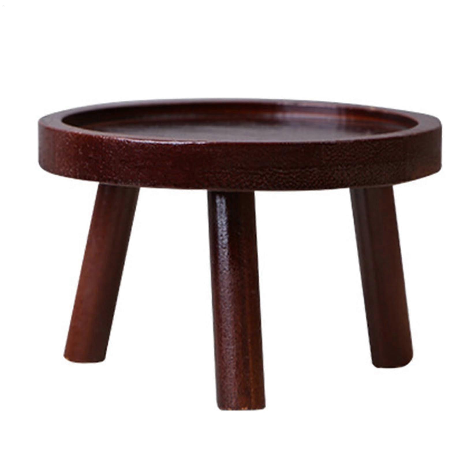 Indoor Plant Stand  Solid Wood Round Holder with Stable ThreePoint Support for Home Décor